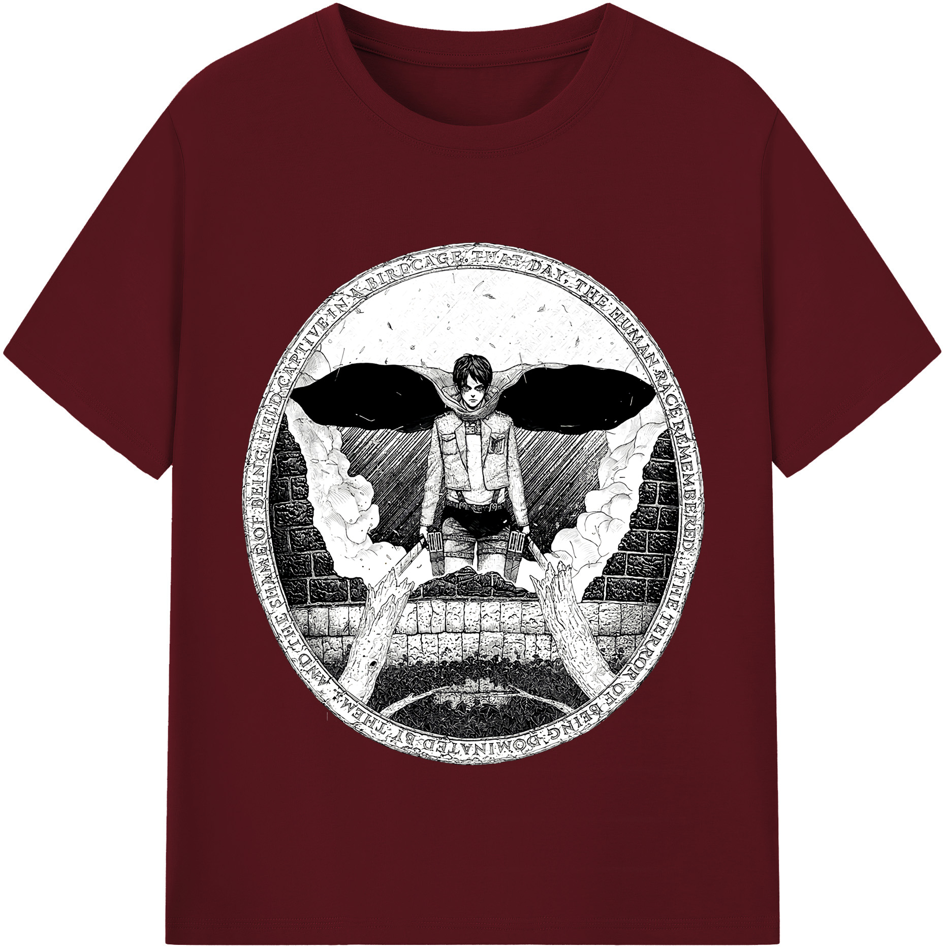 （画像用） 進撃の巨人 エレン･イェーガー Attack on Titan Eren Jäger 綿100％半袖Tシャツ（フロントプリント）